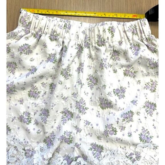 CIDER Pretty Garden Textured Laced White Embroidered Bottoms High Waist Shorts M - Picture 5 of 7